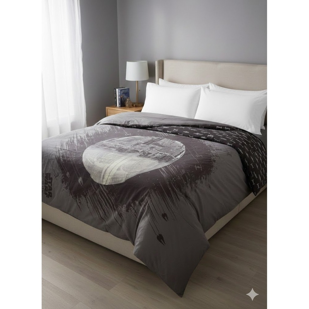 Star Wars Rogue One Death Star Duvet Cover Gray TIE Fighter Reversible Bedding